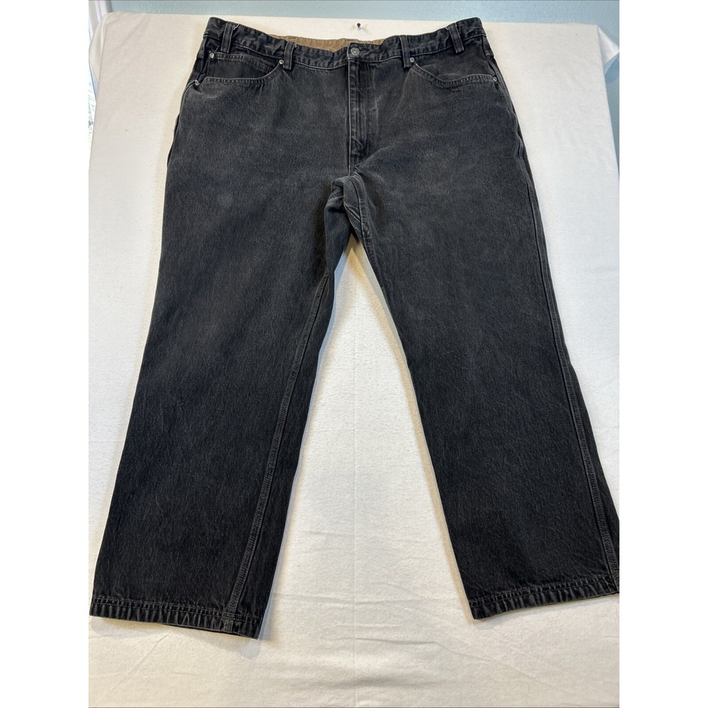 Duluth Trading Mens Jeans Black 46x30 Straight Leg Denim Zip Fly Regular Fit